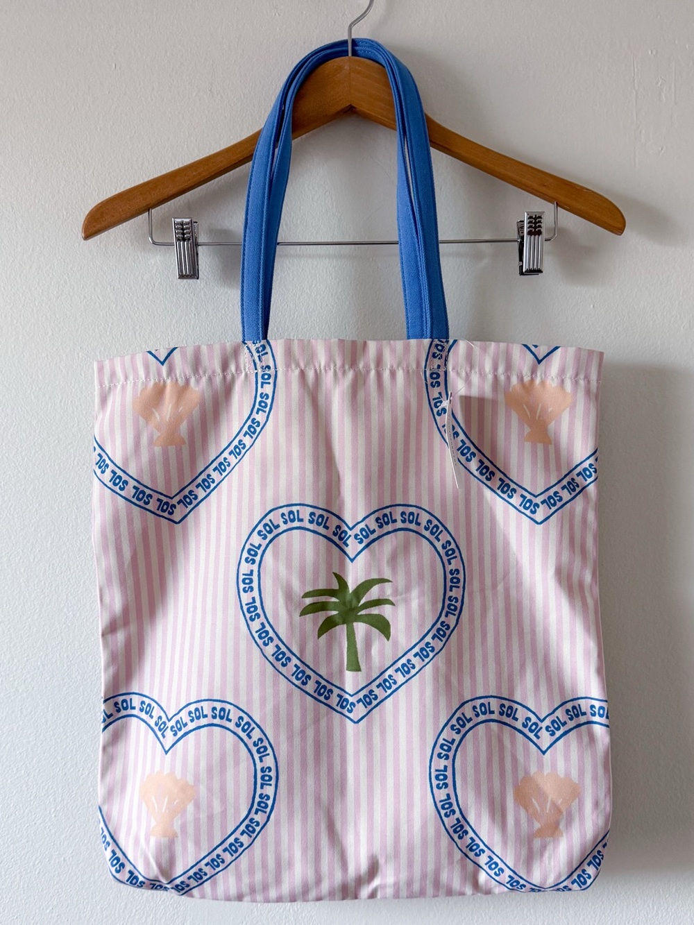 NWT Anthropologie Graphic Canvas Tote in Stripe Celadine O/S - Picture 3 of 7